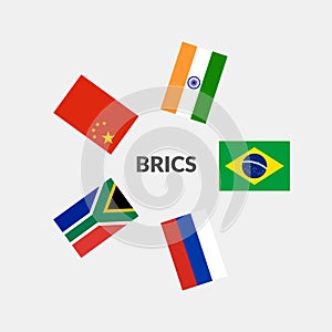 BRICS Countries Rectangle flag icon collection