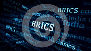 BRICS economic group and organization news headline titles media 3d illustration