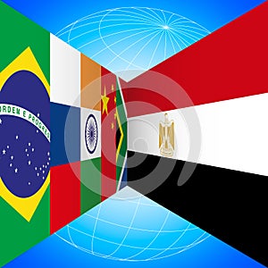 BRICS flags countries and Egypt flag