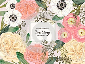 Bridal blooming botanical banners set romantic design