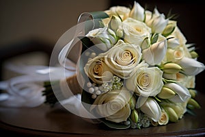 Bridal bouquet. Boutonniere. Beautiful bouquet photo