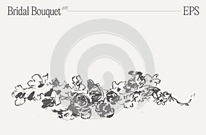 Bridal bouquet, floral composition. Invitation design element. Hand drawn vector illustration.