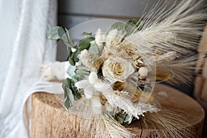 Bridal bouquet in natural boho style