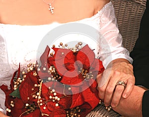 Bridal bouquet of red poinsettias