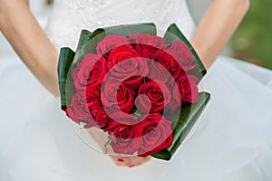 Bridal bouquet with red roses