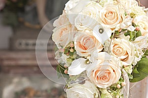 Bridal bouquet of tea roses