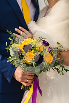 Bridal bouquet on the wedding day.