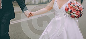 Bridal couple happy together, sensual bride and groom. Wedding photography concept