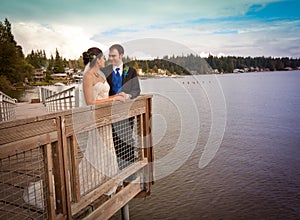 Bridal Couple overlooking water