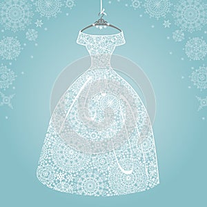 Bridal dress.Wedding snowflake lace