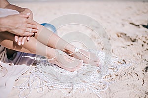 Bridal legs with Wedding feet jewelry .