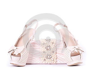 Bridal shoes, bag photo