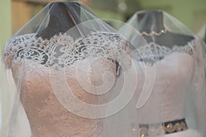 Bridal shop display close up