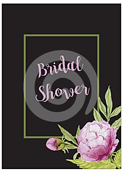 Bridal Shower Card Invitation with watercolor flowers