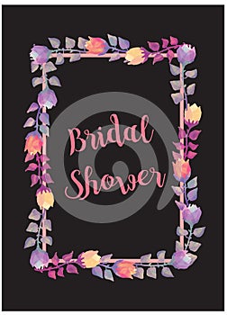 Bridal Shower Card Invitation with watercolor flowers