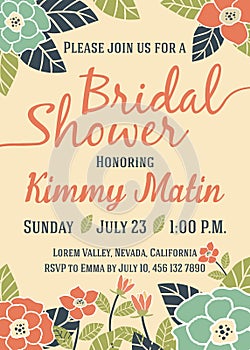 Bridal Shower Invitation Card Template