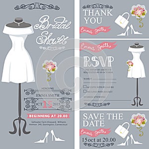 Bridal shower invitation cards.Wedding Dress,decor