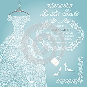 Bridal shower invitation.Wedding snowflake lace