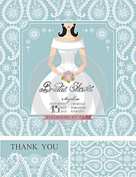 Bridal shower invitations.Bride,Winter wedding