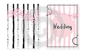 Bridal shower set with dots and sequins. Wedding invitation card