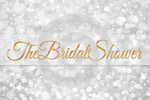 The bridal shower word on white silver background