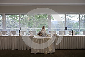 Bridal table and wedding cake reception set-up