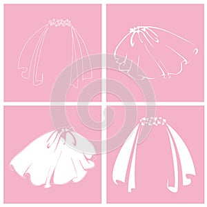 Bridal veil. Set of isolated icons