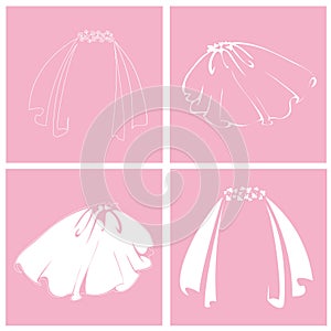 Bridal veil. Set of isolated icons photo