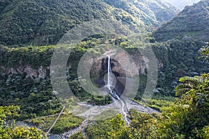 Bridal veil waterfall in Cascades route, Ecuador photo
