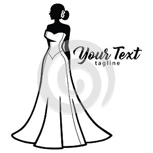 Bridal Wear Boutique Logo Wedding Gown Sexy Dress Fashion Logos Design Vector Illustration Template