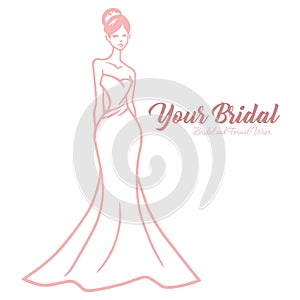 Bridal Wear Logo. Elegant Wedding Gown Dress Boutique Wear Logo Design Vector Illustration