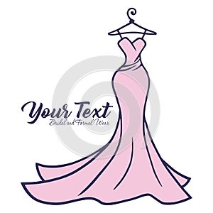 Bridal Wear Logo. Wedding Gown Dress Boutique Logo Design Vector Illustration