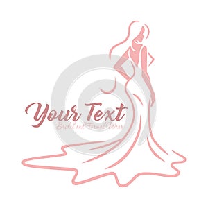 Bridal Wear Logo. Wedding Gown Dress Boutique Logo Design Vector Illustration