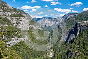 Bridalveil Falls & Yosemite Valley, Big Oak Flat Road, Yosemite Nat`l. Park, CA