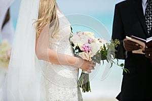 Bride in beach wedding