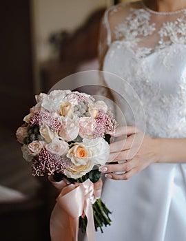 Bride with a beautiful wedding bouquet