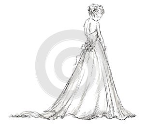Bride. Beautiful young girl in a wedding dress.