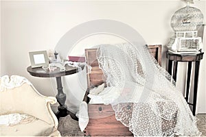 Bride bedroom with accessories, loft style, bride fees