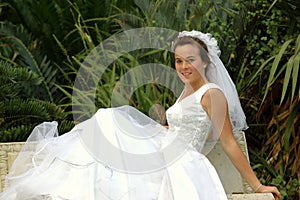 Bride on bench