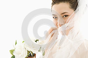 Bride with bouquet.