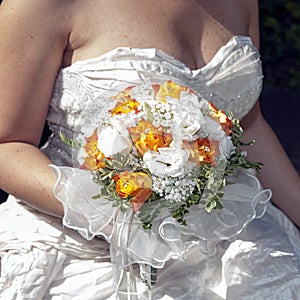 Bride and bouquet photo