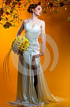 Bride with a bouquet of flowers