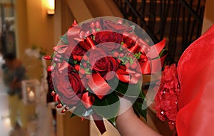 Bride bouquet of red rose