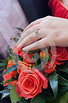 Bride bouquet with red roses