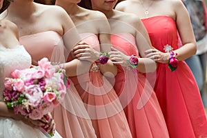 Bride and bridesmaids