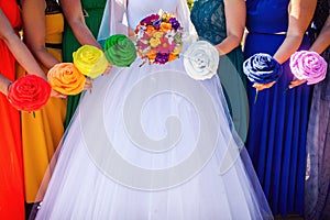 Bride and bridesmaids bouquets