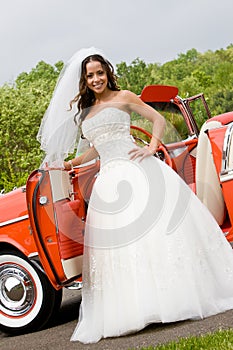 A bride with a car