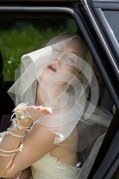 The bride in the car