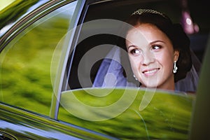 Bride in a car