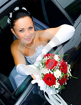 Bride in the car